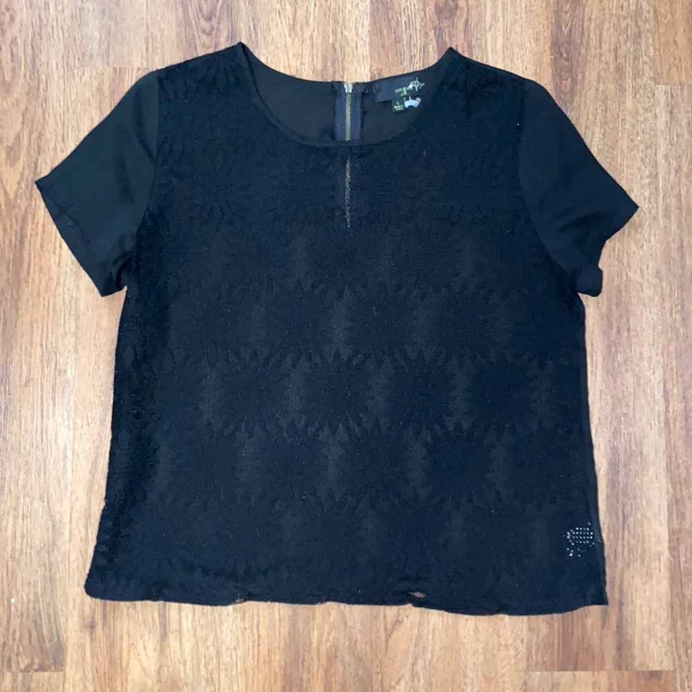 Black blouse with lacy front